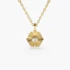 925 Silver Hexagon Diamond Disc Ray Necklace