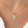 925 Silver Hexagon Diamond Disc Ray Necklace - Image 2