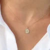 925 Silver Hexagon Diamond Disc Ray Necklace - Image 3