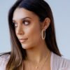 Gold-plated sterling silver hoop earrings with sleek hoop silhouette