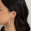 925 Silver Hoop Earrings with bright pavé sparkle and clean profile