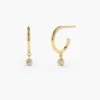 925 silver hoop earrings with dangling diamond detail