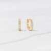 925 Silver Huggies Earrings with pave-set CZ stones