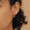 Beaded hoop earrings in 925 sterling silver with CZ stones