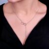925 Silver Infinity Lariat Bar Pendant with pave CZ stones