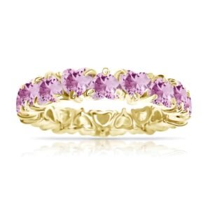 925 Silver Intercalating Pink Sapphires Eternity Band