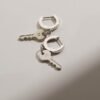 925 Silver Key Charm Earrings - Image 5