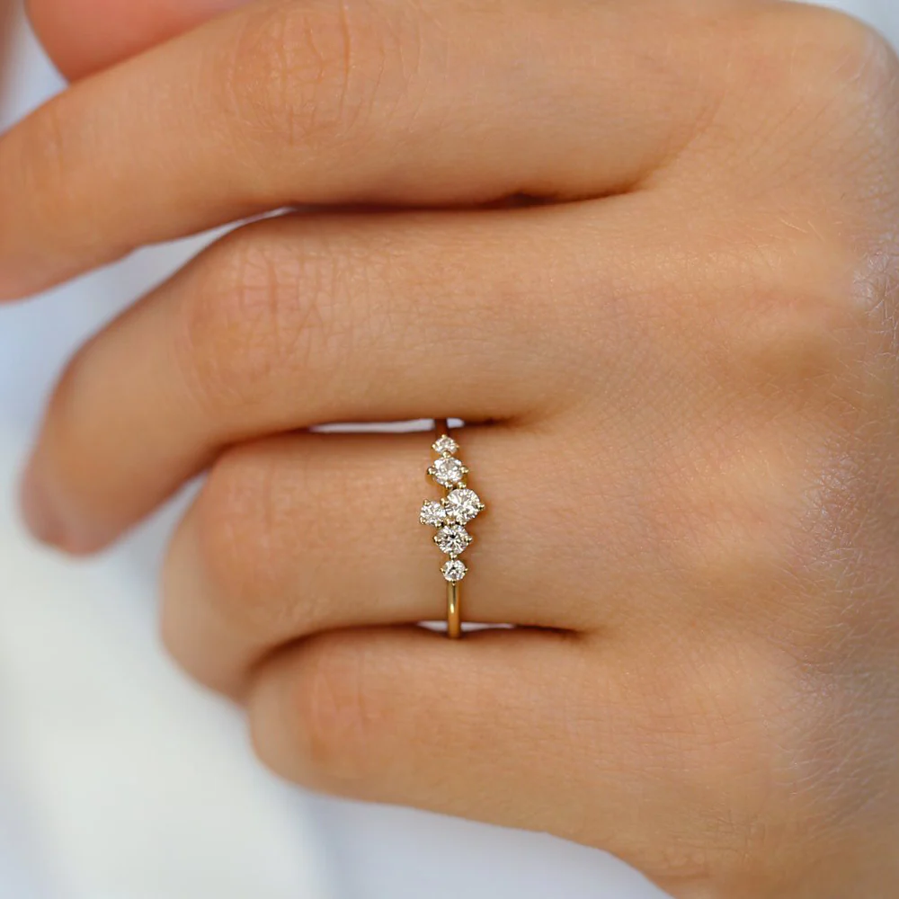 925 Silver Large Diamond Cluster Ring