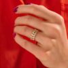 925 Silver Leaf Diamond Band Ring - Image 2