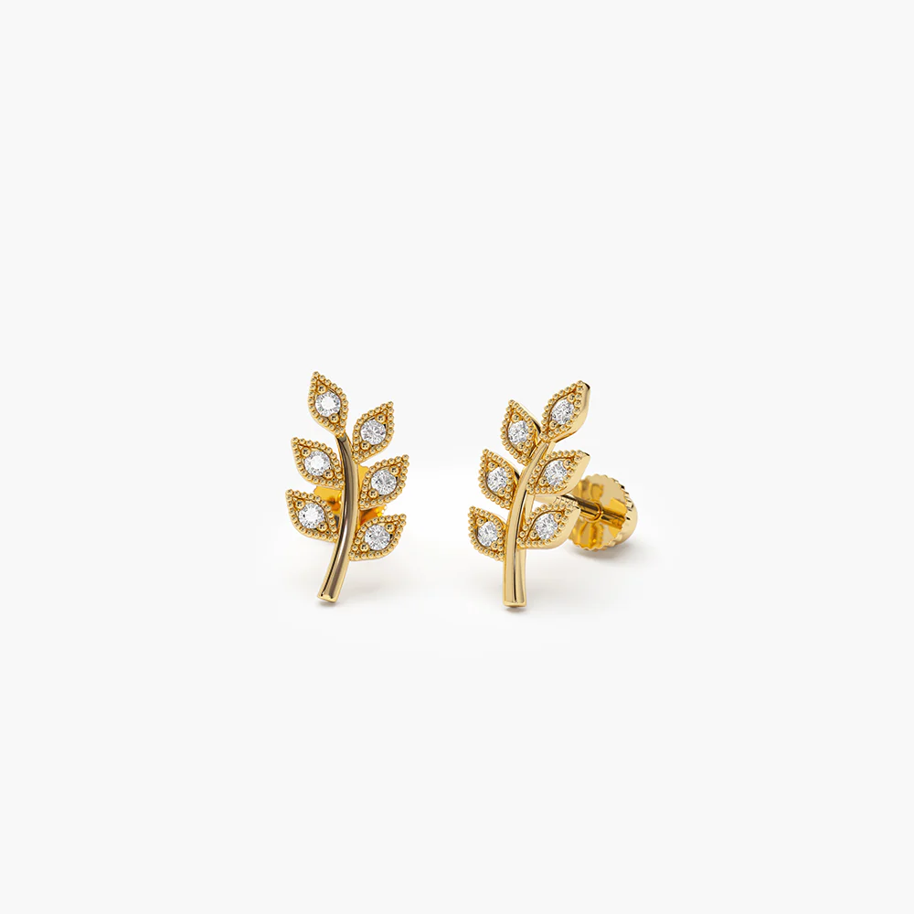 925 Silver Leaf Studs