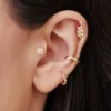 Leaf stud earrings in 925 sterling silver with premium CZ diamond sparkle