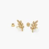 925 Silver Leaf Studs featuring thick gold plating and a graceful shape