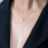 925 silver letter pendant with polished initial design