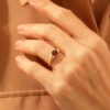 925 Silver Majestic Garnet Ring with pave-set cubic zirconia accents