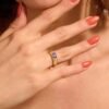 Silver ring with premium CZ pavé detailing and gold plating