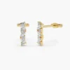 925 Silver Marquise and Round Diamond Studs with gold plating