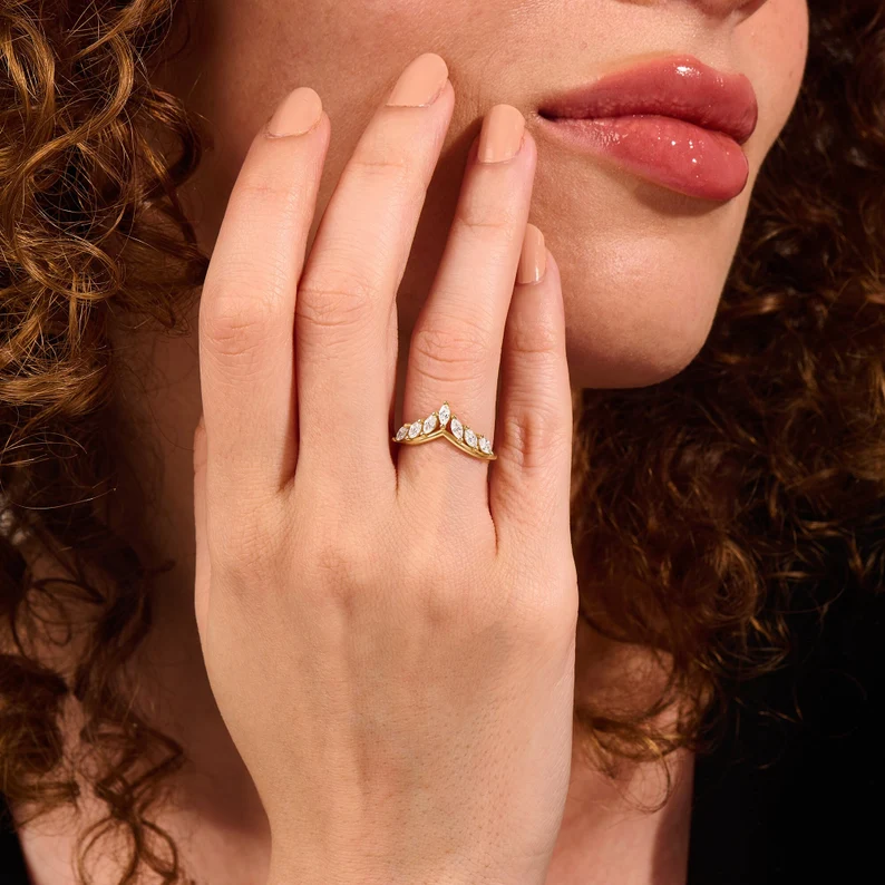 925 Silver Marquise Curve Ring
