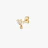 Marquise dangle stud earring in 925 sterling silver and thick gold plating