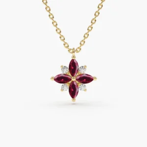 925 Silver Marquise Flower Diamond Pendant
