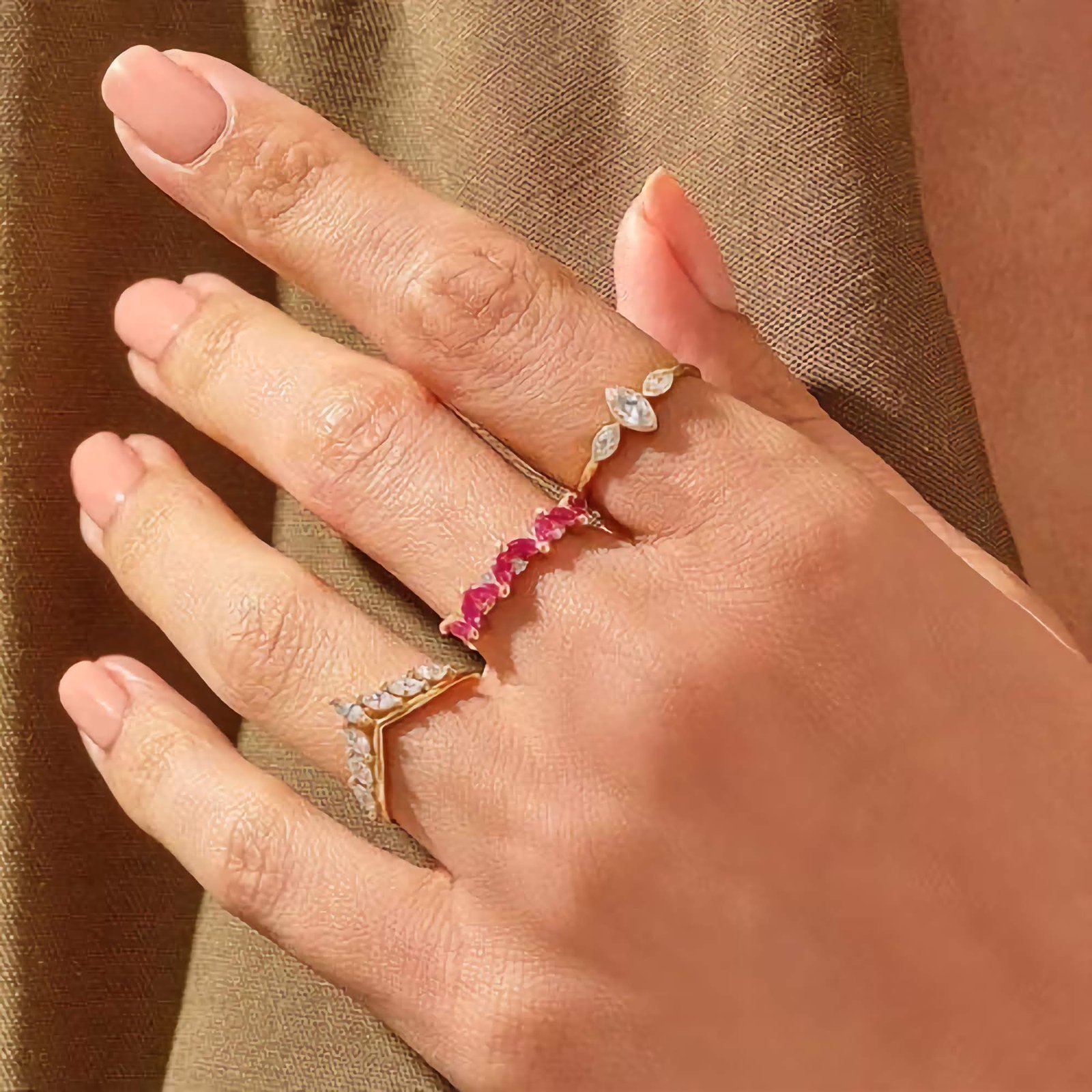 925 Silver Marquise Ruby Wedding Ring - Image 2