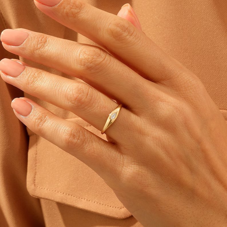 925 Silver Marquise Signet Ring