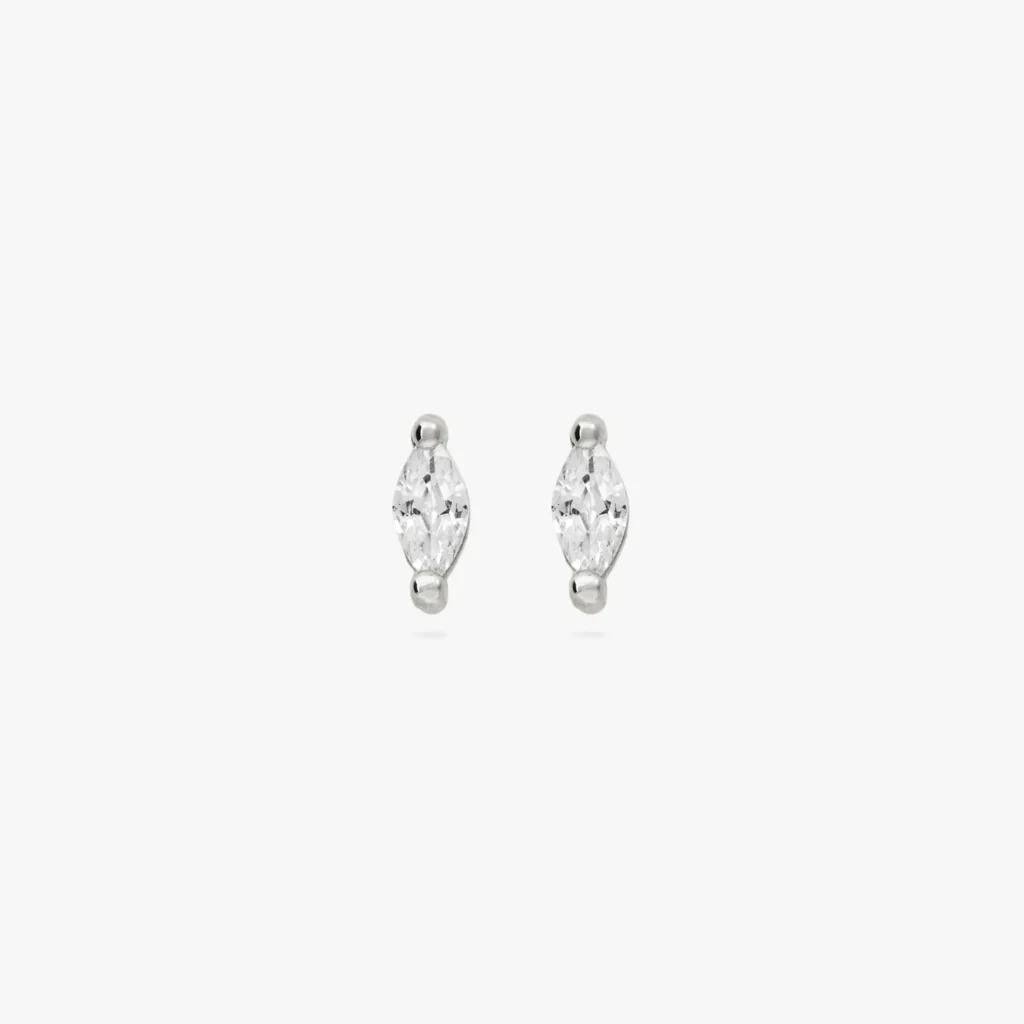 925 Silver Marquise Stud