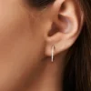 Medium diamond hoop earrings in polished 925 sterling silver