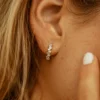 925 silver mini huggies with baguette stone setting