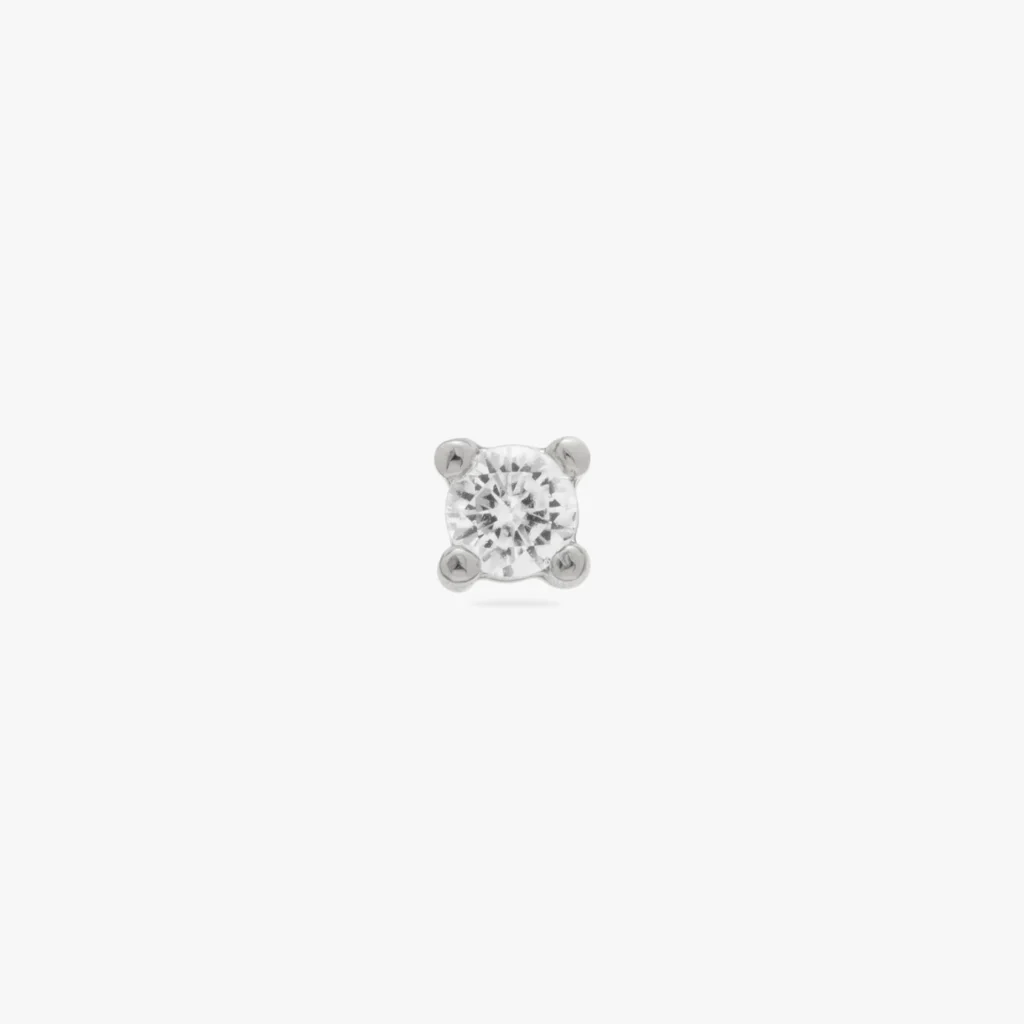 925 Silver Mini Cz Flatback Stud