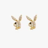 Mini pave Playboy stud in 925 Sterling Silver with gold plating