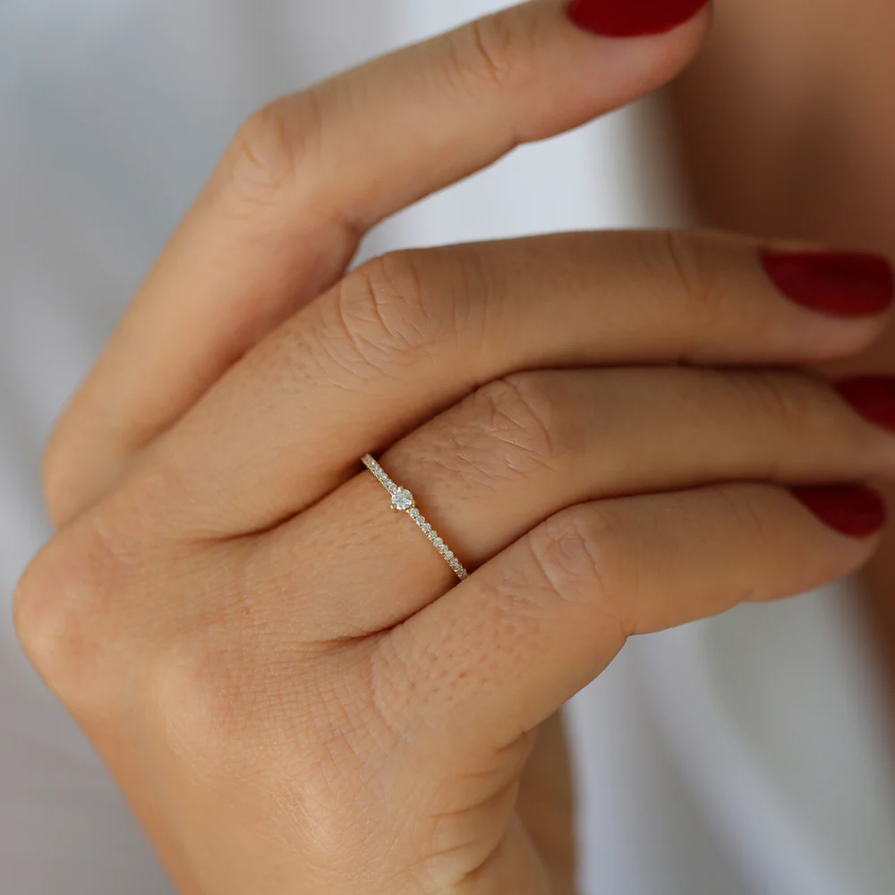 925 Silver Minimalist Diamond Stacking Ring