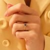 925 Silver Minimalist Garnet Oval Ring