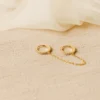 925 Silver Minimalist Pave Duo Chain Earring - Image 3