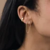 925 Silver Minimalist Pave Duo Chain Earring - Image 4