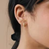 925 Silver Minimalist Pave Duo Chain Earring - Image 5