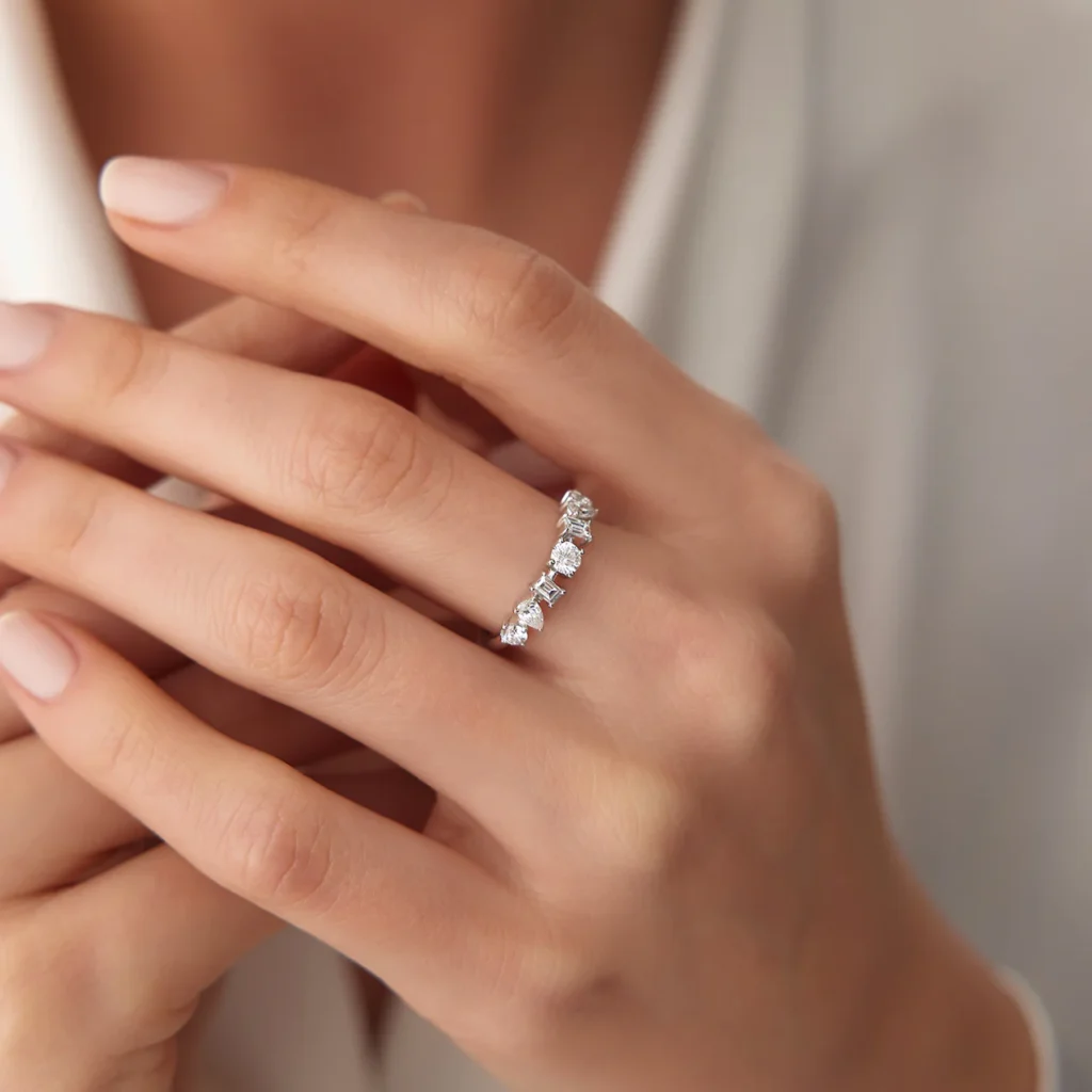 925 Silver Mixed Cut Diamond Ring