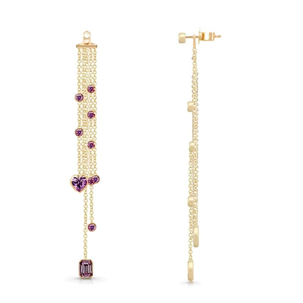 925 Silver Mixed Shape Bezels Gemstone Tassel Earring