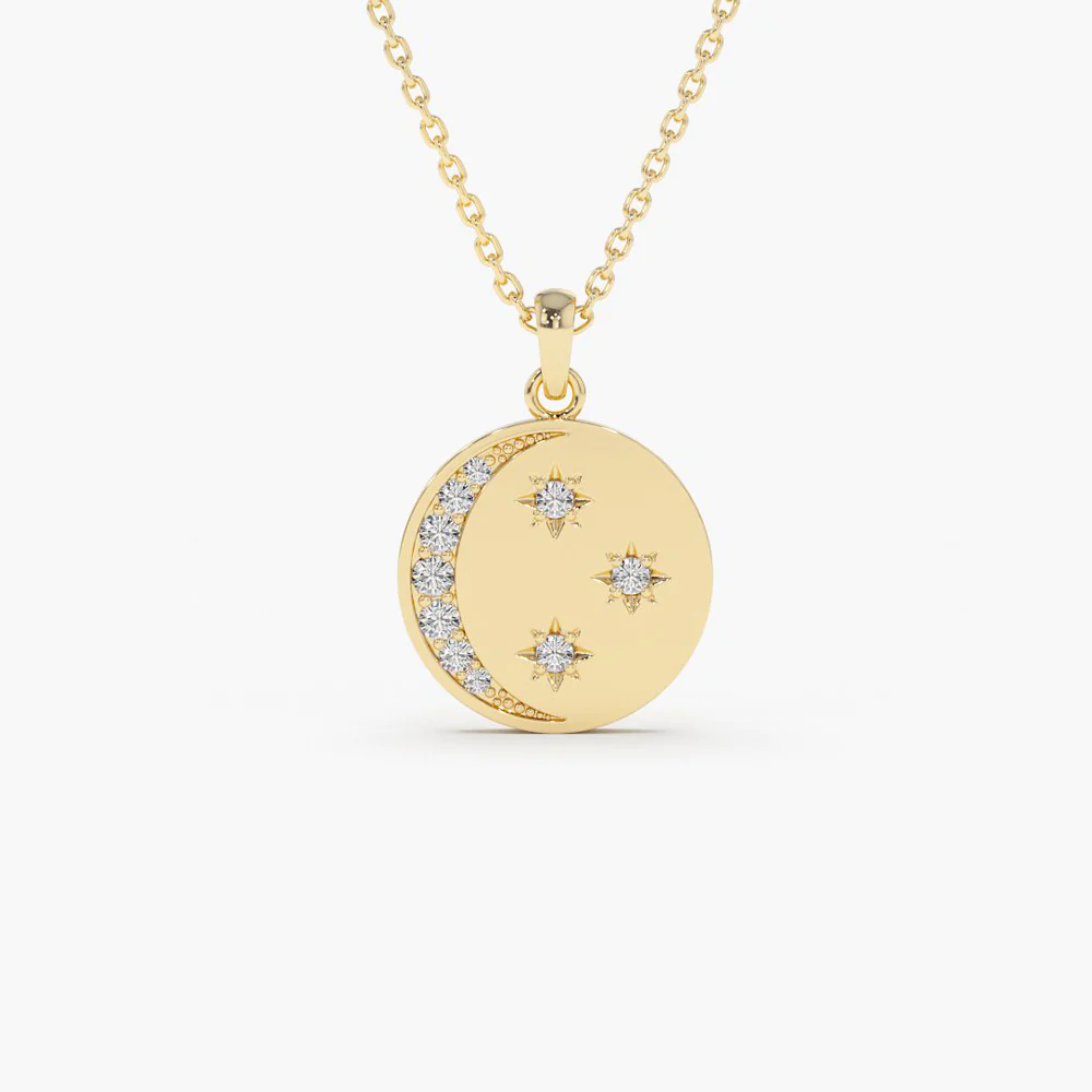 925 Silver Moon and Crescent Necklace