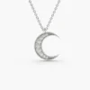 Moon diamond necklace with bright CZ-stone detailing