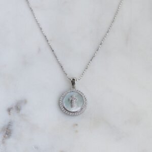 925 Silver Mother of Pearl Cross Necklace