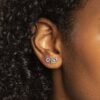 925 Silver Multi-Sapphire Evil Eye Stud Earring - Image 2