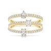 925 Silver Multi-shape 3-Row Diamond Ring