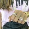 Gold-plated silver ring with pave-set CZ stones