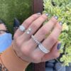 Multi-shape CZ diamond band with textured sparkle