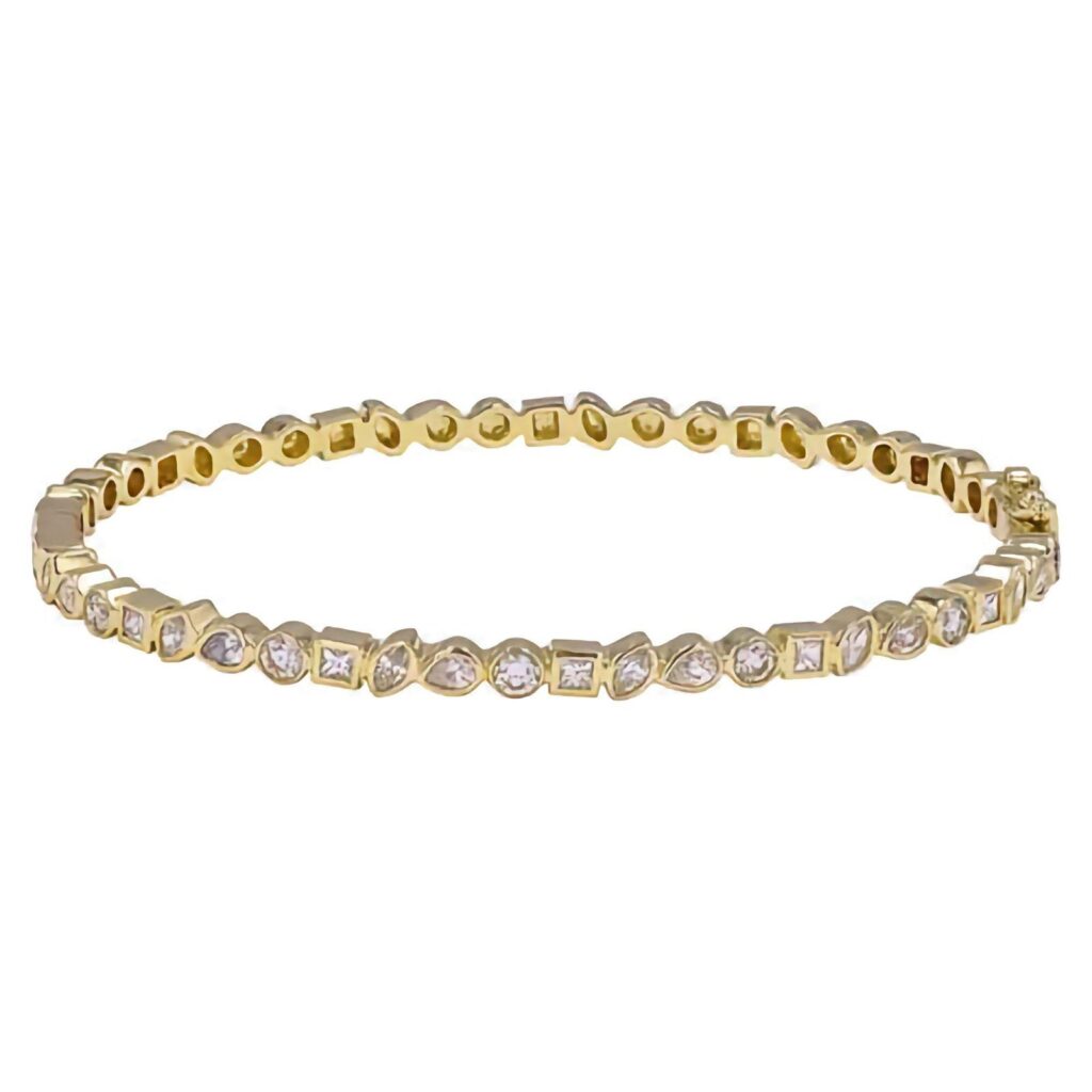 925 Silver Multi-shape Diamond Bangle