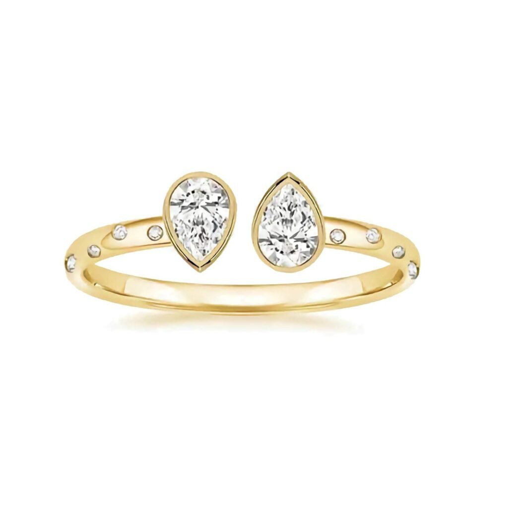 925 Silver Multi-shape Diamond Inlay Cuff Ring