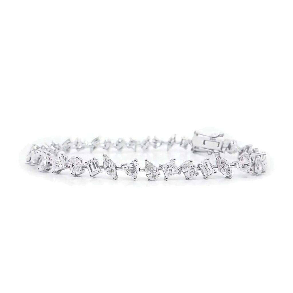 925 Silver Multi-shape Diamond Tennis Bracelet