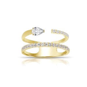 925 Silver Multi-shape Double Row Diamond Statement Ring