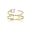 925 Silver Multi-shape Double Row Diamond Statement Ring - Image 3