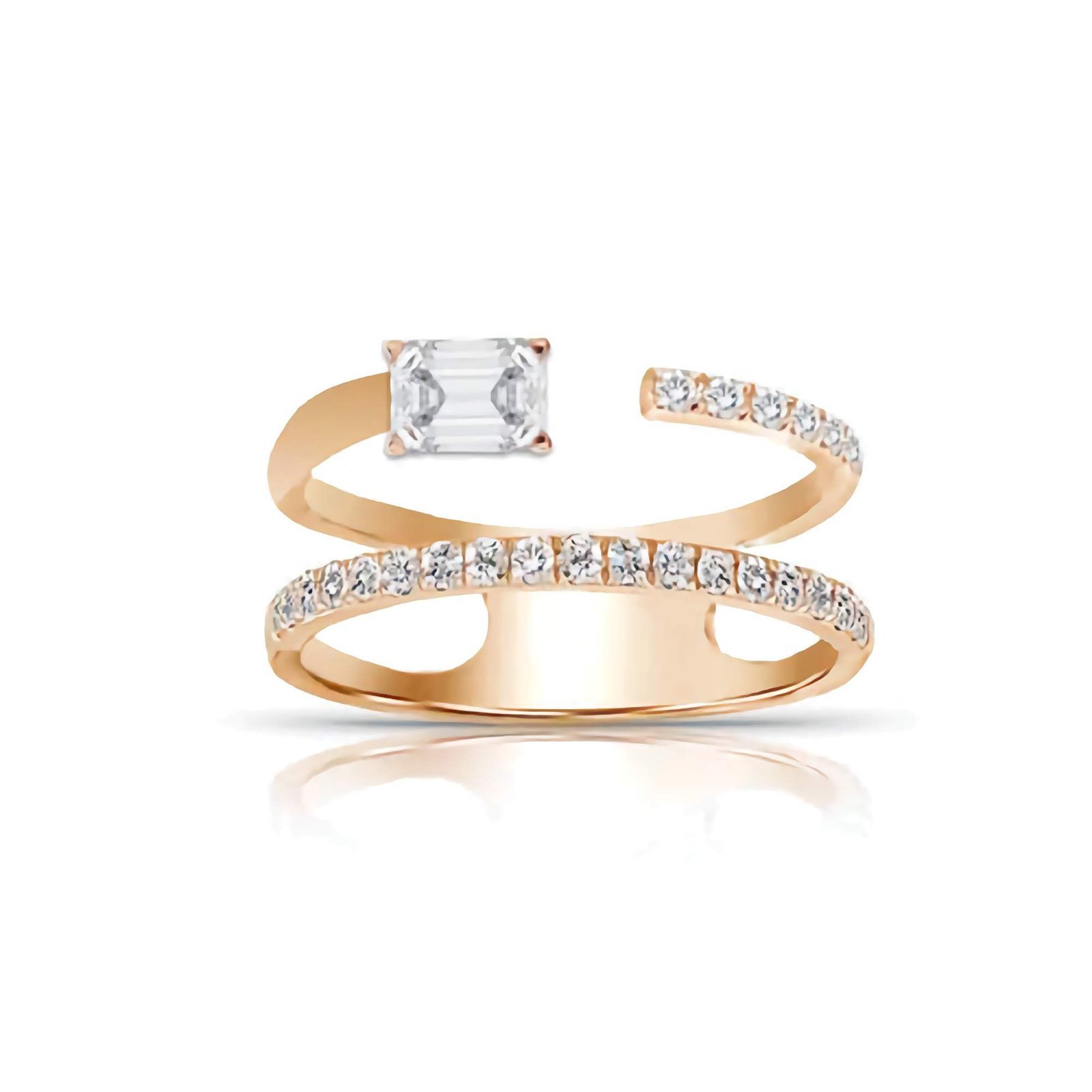 925 Silver Multi-shape Double Row Diamond Statement Ring - Image 5